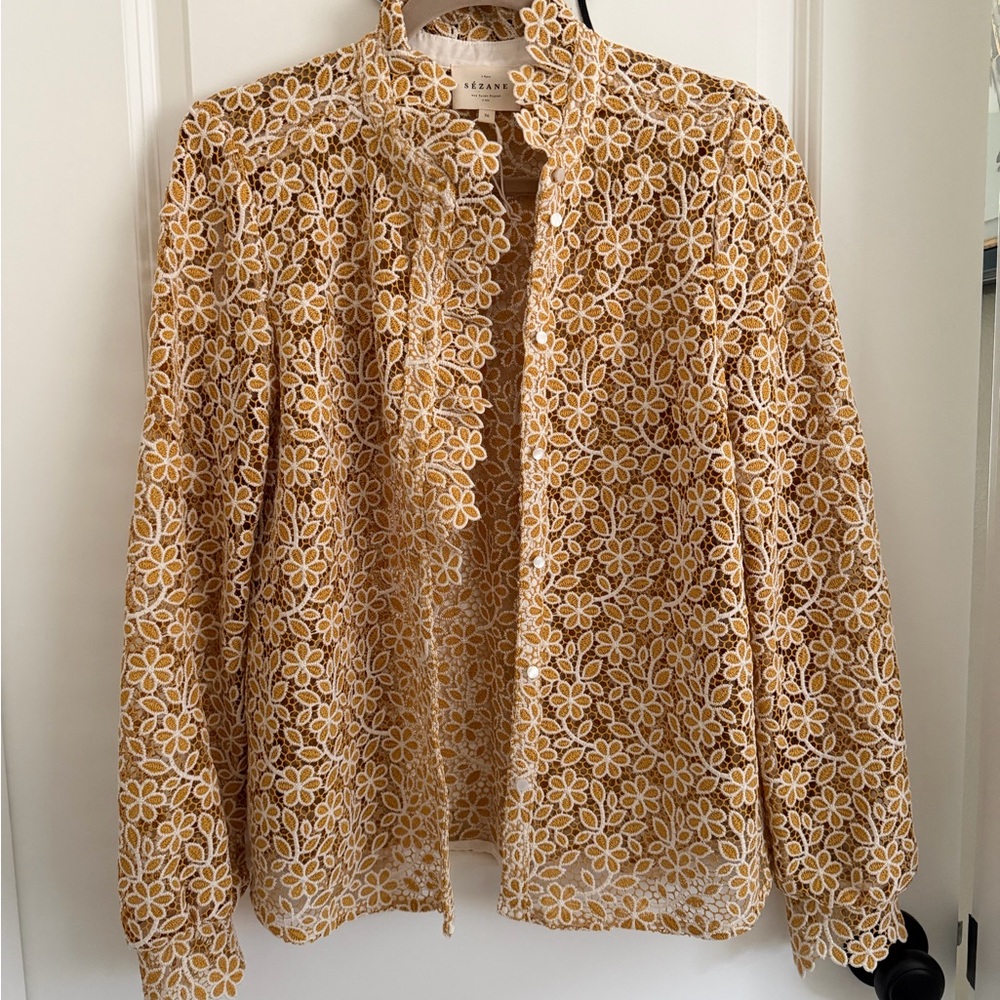 Sezane Chlo in Ochre Guipure lace - Picture 2 of 4